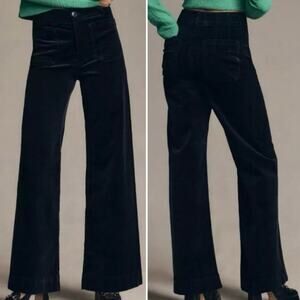 Anthropologie Maeve The Colette Corduroy Full-Length Wide-Leg Pants In Black